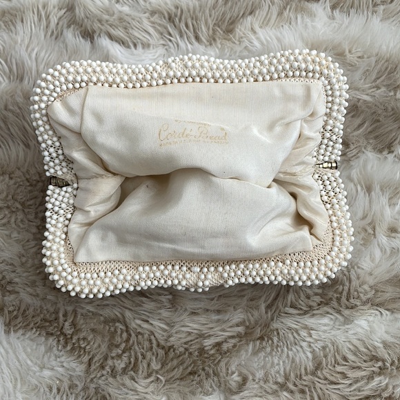 1950-60s CORDE BEAD Vintage x Lumured Cream Clutch - Picture 3 of 8